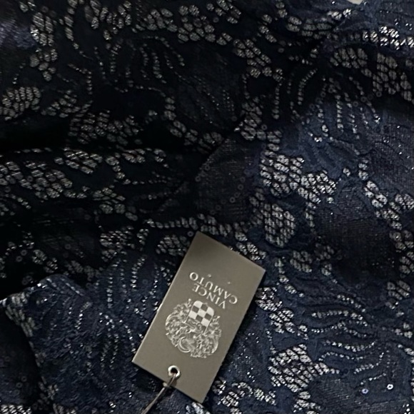 VINCE CAMUTO
Women's Off-The-Shoulder
Sequin Lace Column Gown size 8 blue silver - Picture 12 of 12